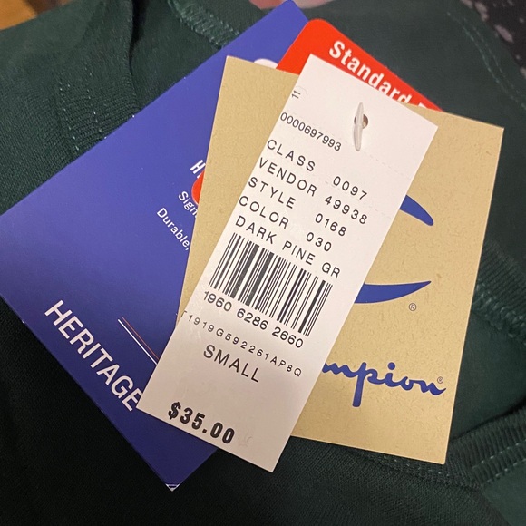 NWT, Men’s Size S Champion Pine Green Short Sleeve Tee W/ Logo Embroidery - Picture 10 of 15